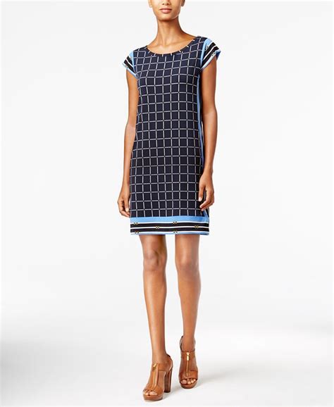 michael michael kors navy ponte knit shift dress|macy's Michael Kors.